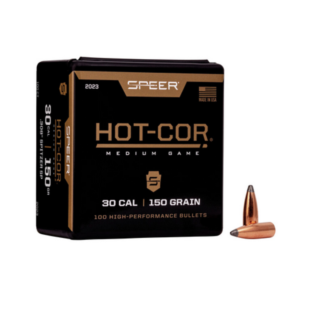 Speer Hot Cor 30cal .308 dia 150gr Spitzer SP (100pk)