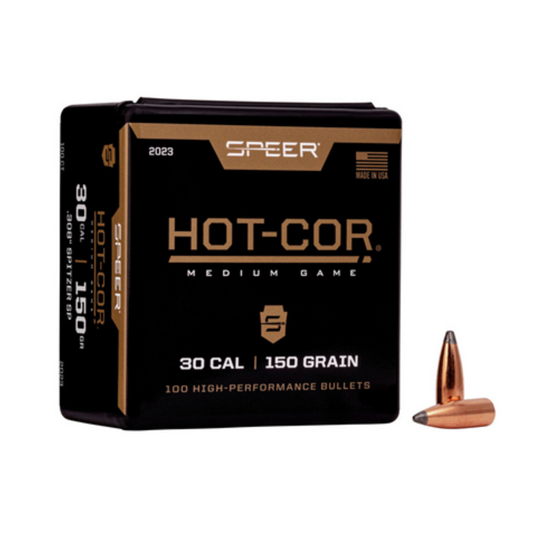 Speer Hot Cor 30cal .308 dia 150gr Spitzer SP (100pk)