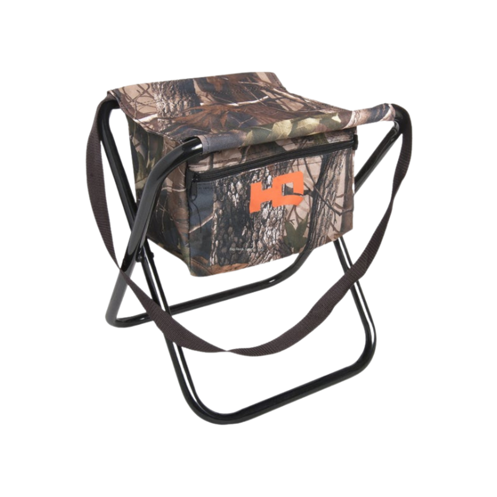 HQ Outfitters Folding Camo Stool with Storage Pocket 19mm Frame