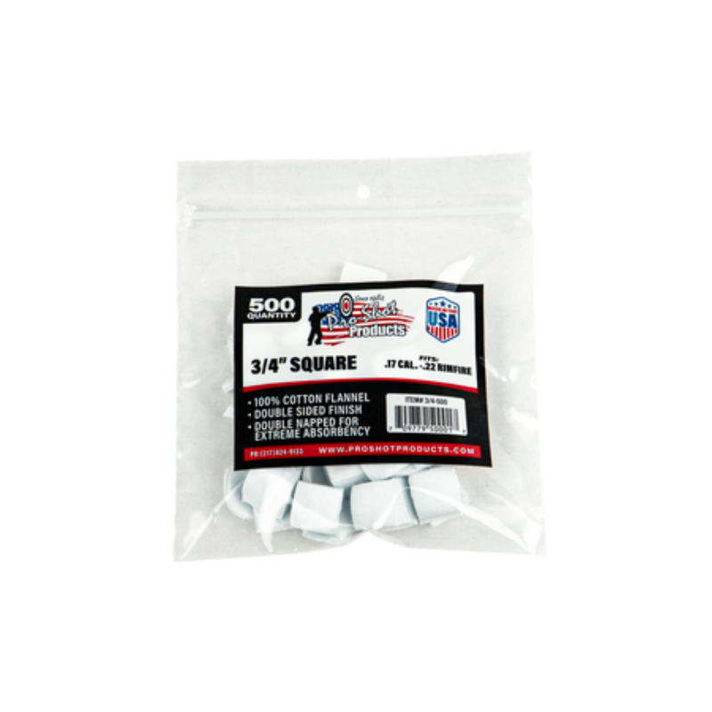 Pro-Shot Cleaning Patches 3/4" Square .17-.22Cal. Rimfire (500 pk)