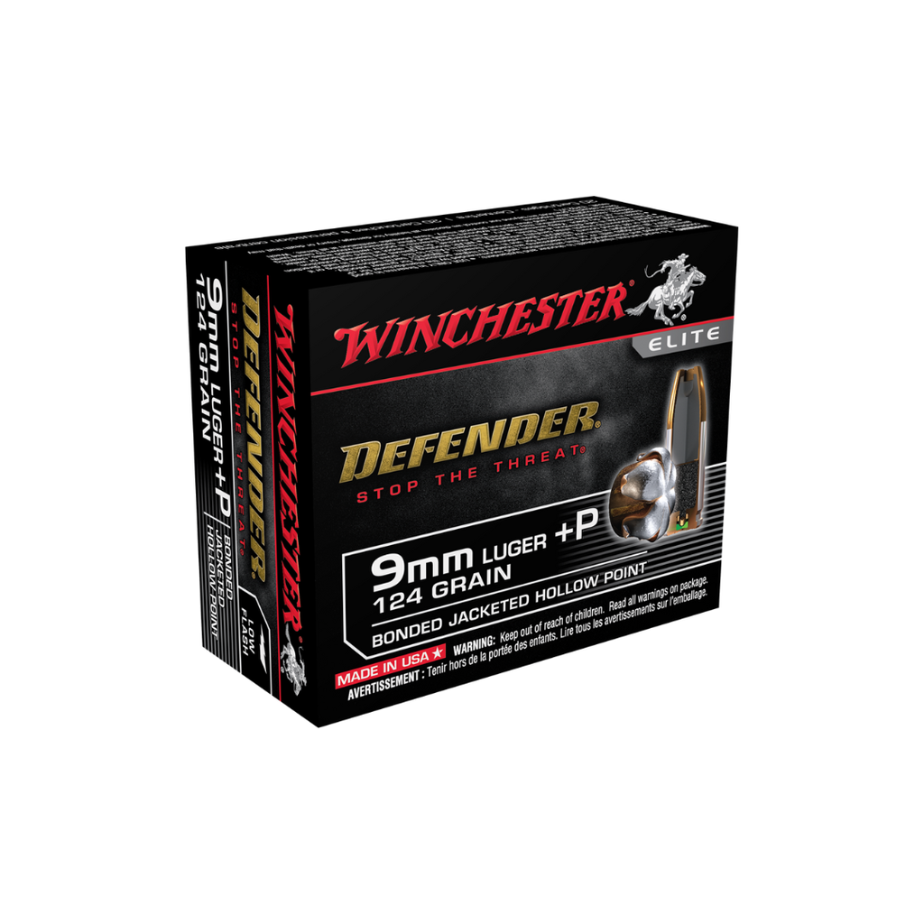 Winchester Defender 9mm+P 124gr Bonded JHP (20pk)