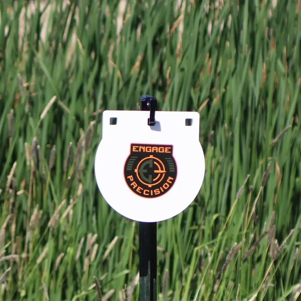 Engage Precision AR500 Steel Rifle Target Gong, Round, 1/2”, 8”, White