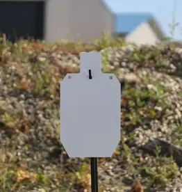 Engage Precision AR500 Steel Silhouette Rifle Target, 3/8”, 2/3 Size IPSC, White