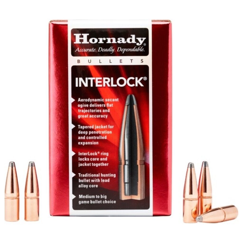 Hornady Interlock 30 Cal .308 Diameter 165gr BT Spitzer Bullets #3045 (100 pk)