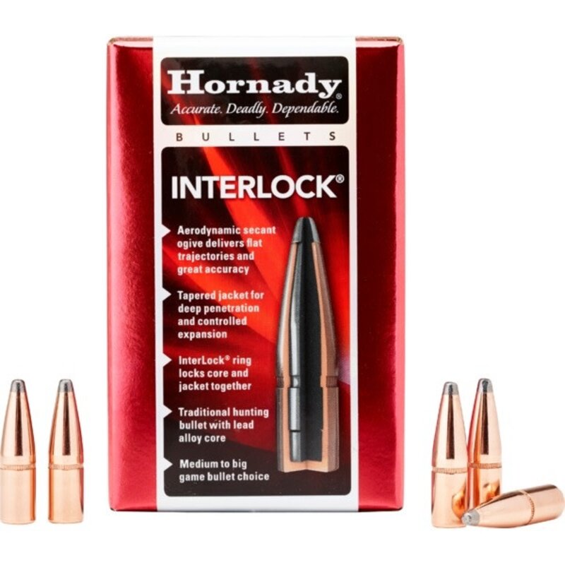 Hornady Interlock 30 Cal .308 Diameter 165gr BT Spitzer Bullets #3045 (100 pk)