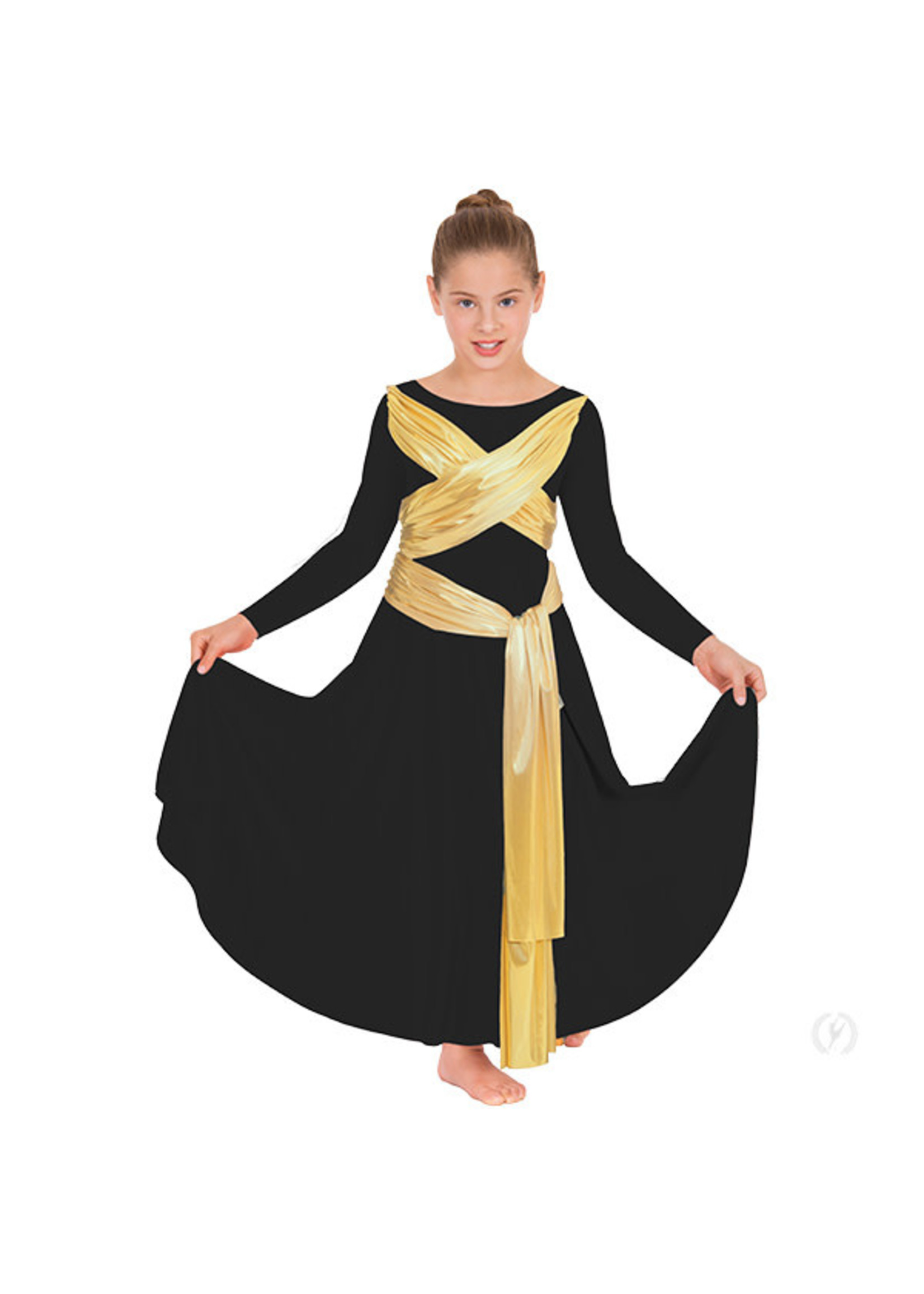 Guiding Light Long Sleeve Praise Dress with Attached Gold Sashes