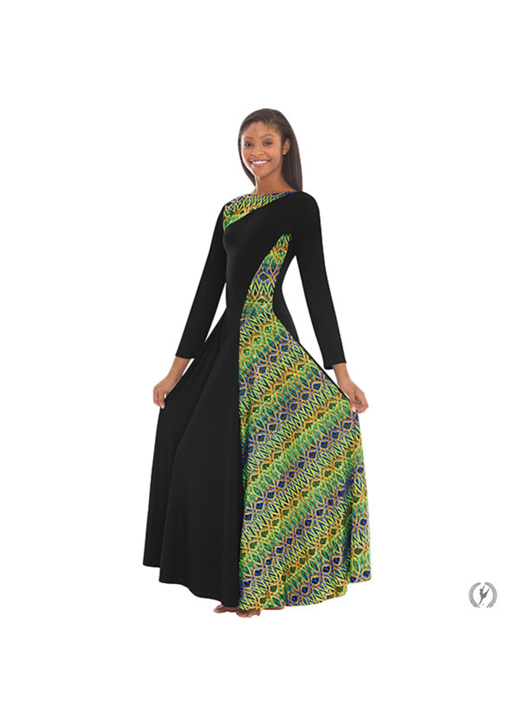 ET Joyful Praise Asymmetrical Print Long Sleeve Praise Dress