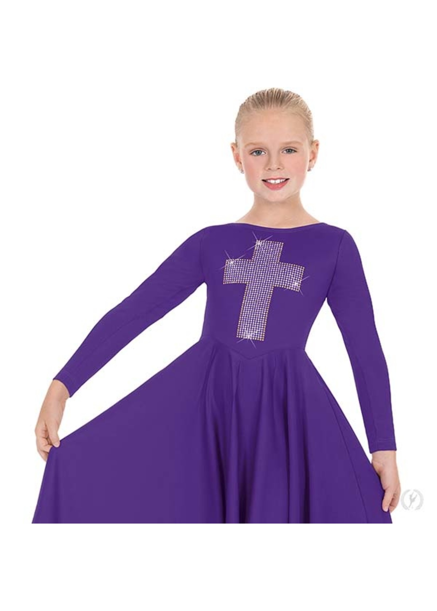 Front Lined Long Sleeve Praise Dress with Metallic Cross of Light (Jubilee)