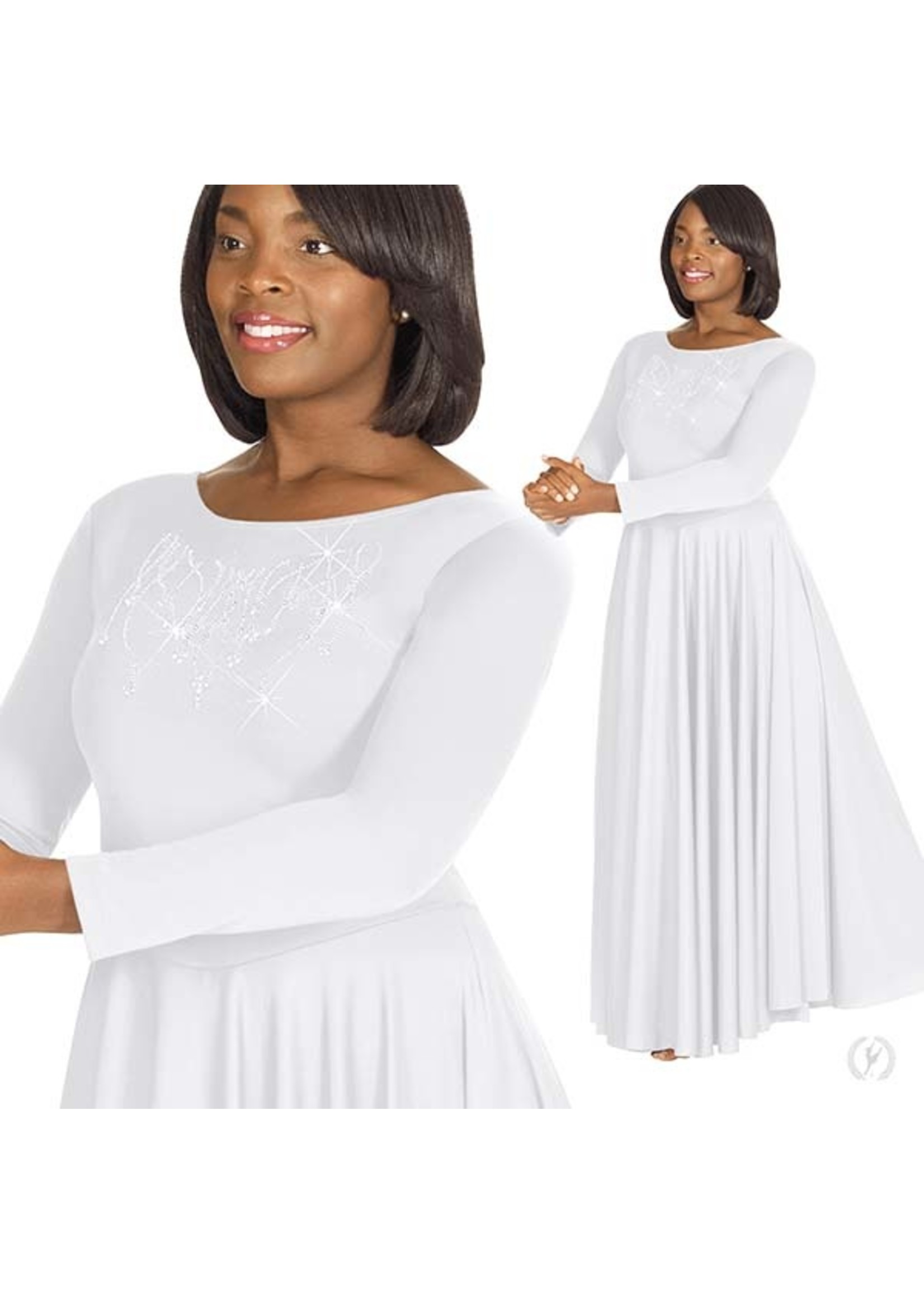 Front Lined Long Sleeve Dress with Rhinestone Reigning Cross Dress