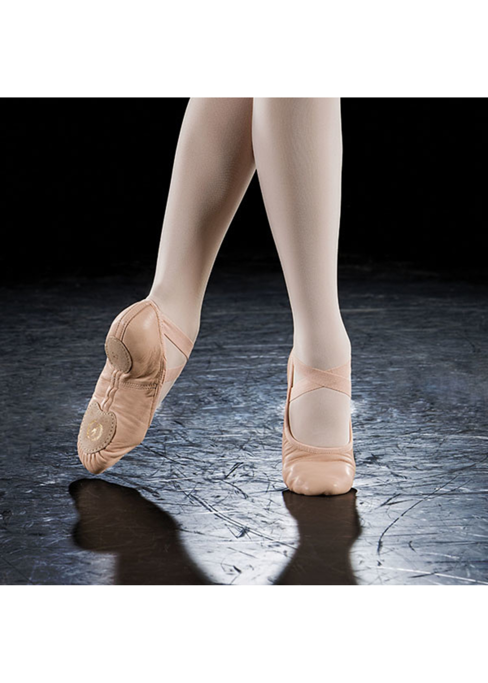 Adult Coupé Leather Split Sole Ballet Shoe, Drawstring Free