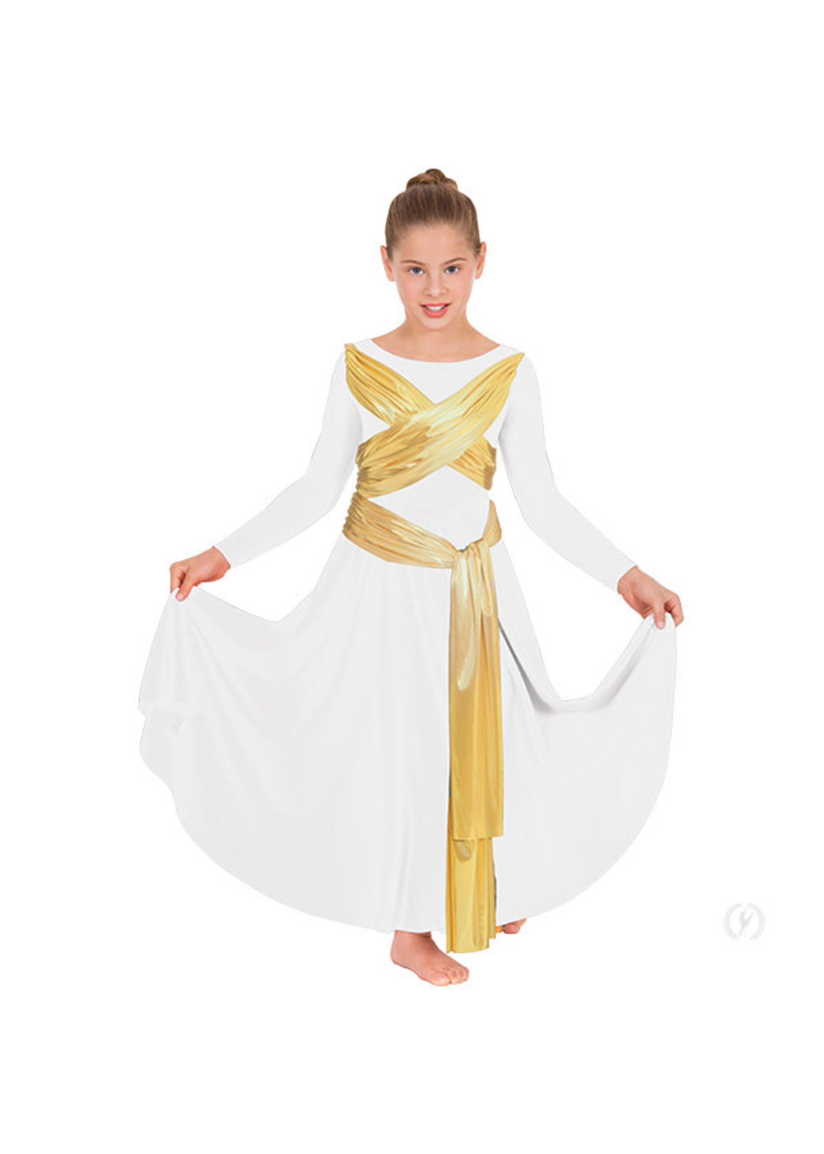 Guiding Light Long Sleeve Praise Dress with Attached Gold Sashes