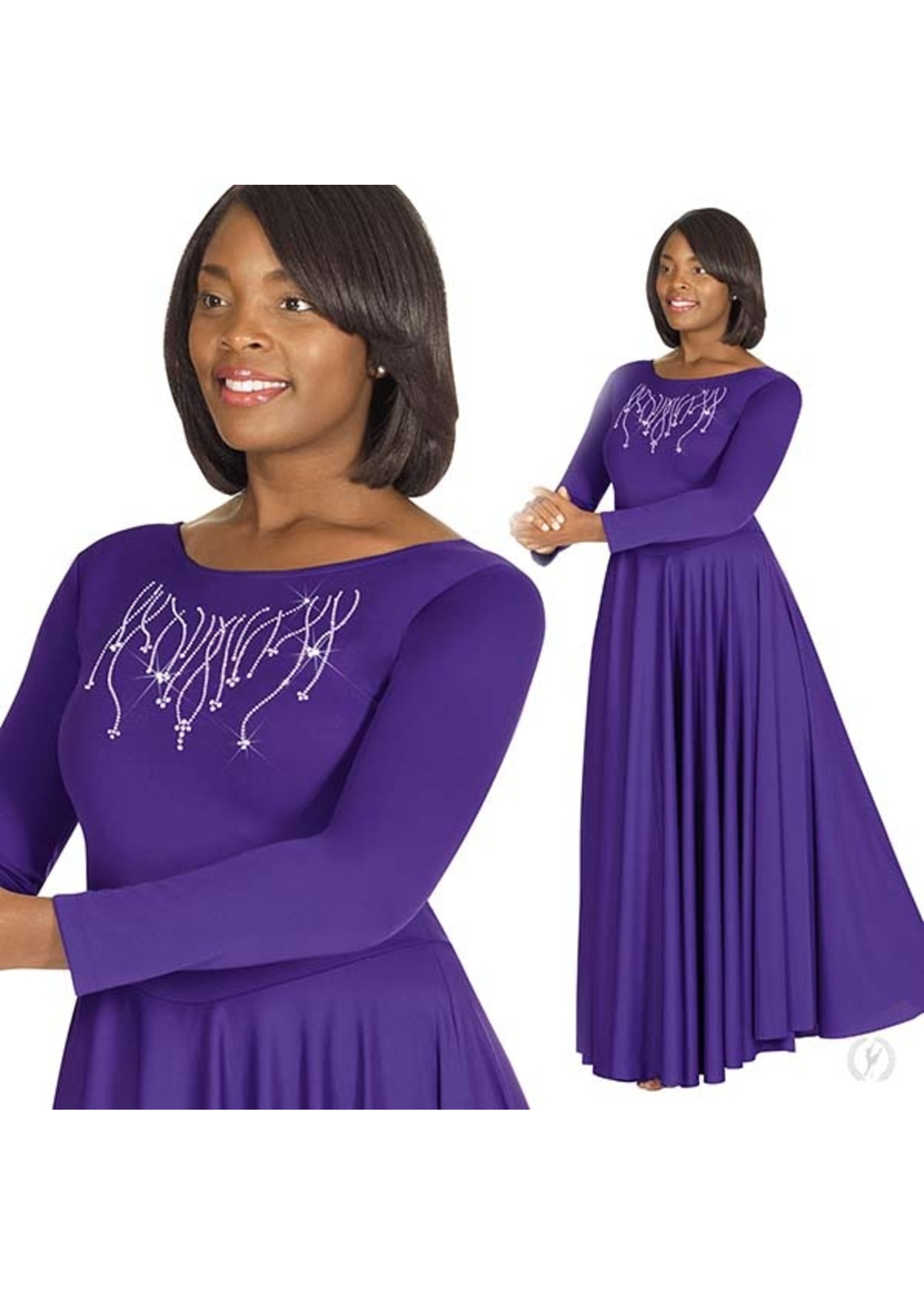 Front Lined Long Sleeve Dress with Rhinestone Reigning Cross Dress