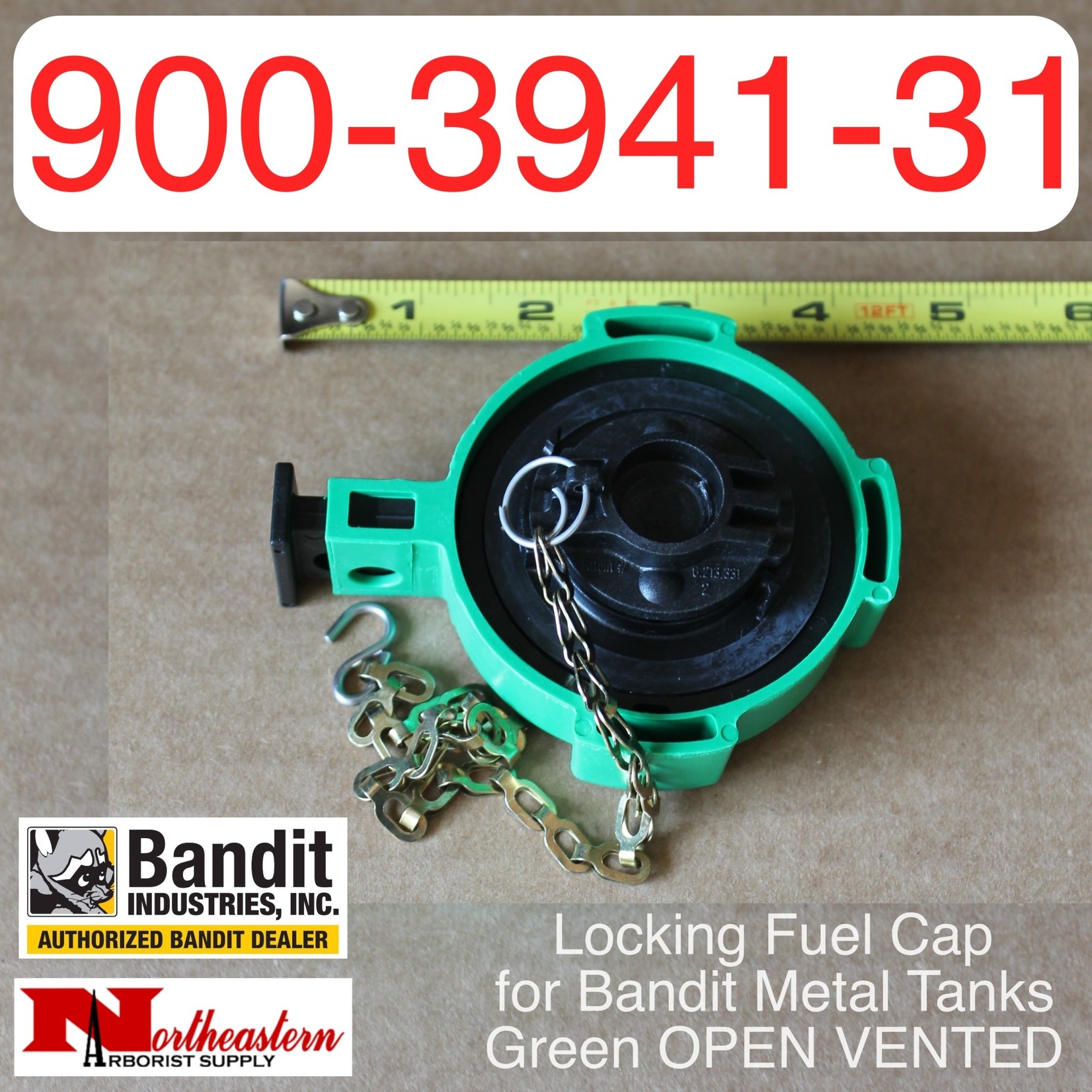Locking Fuel Cap for Bandit Metal Tanks, Green Open Vented