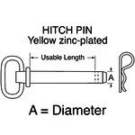 Buyers Hitch Pin Yellow Zinc 5/8in X 6+1/4in