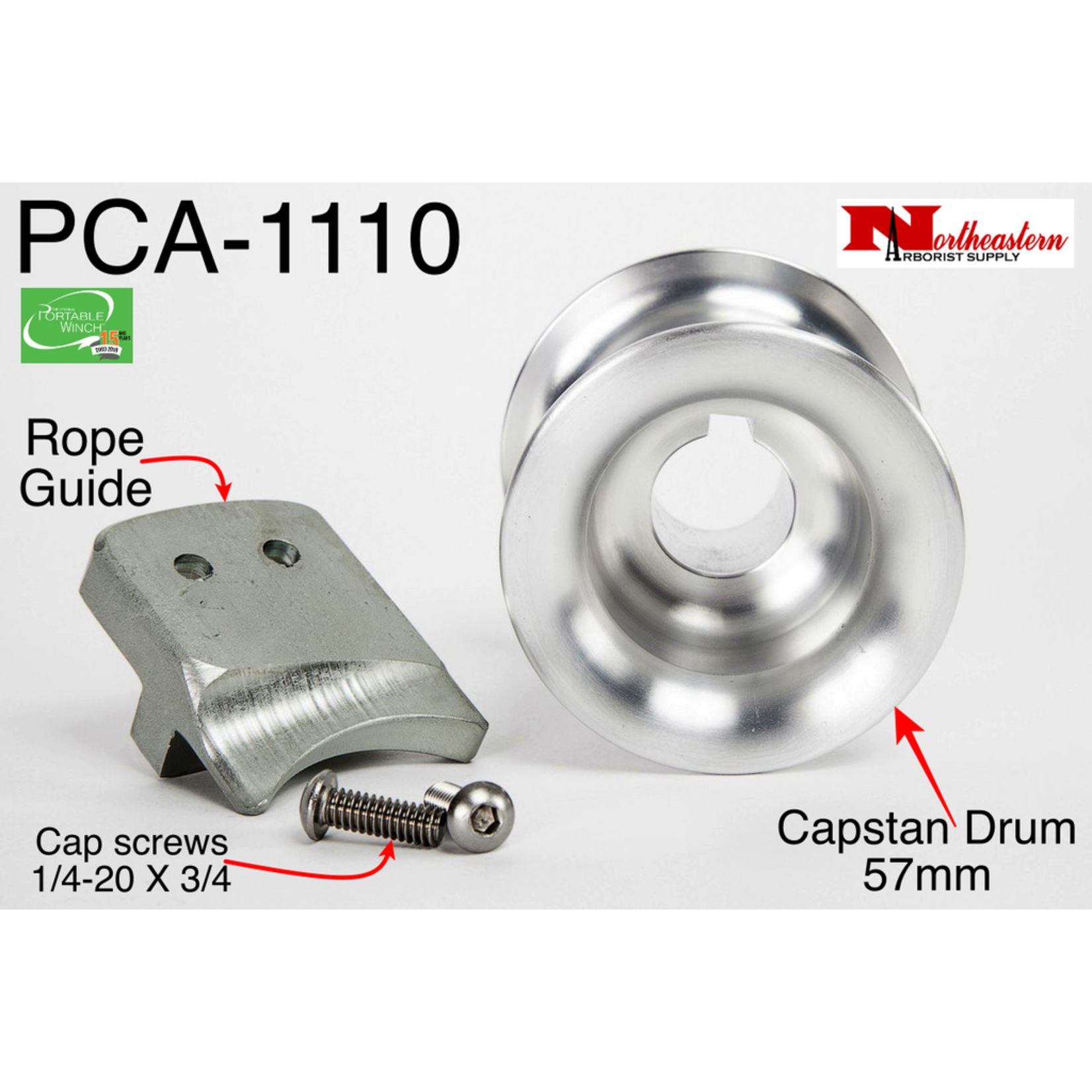 PORTABLE WINCH CO. Capstan Drum 57mm with Rope Guide and SS Screws