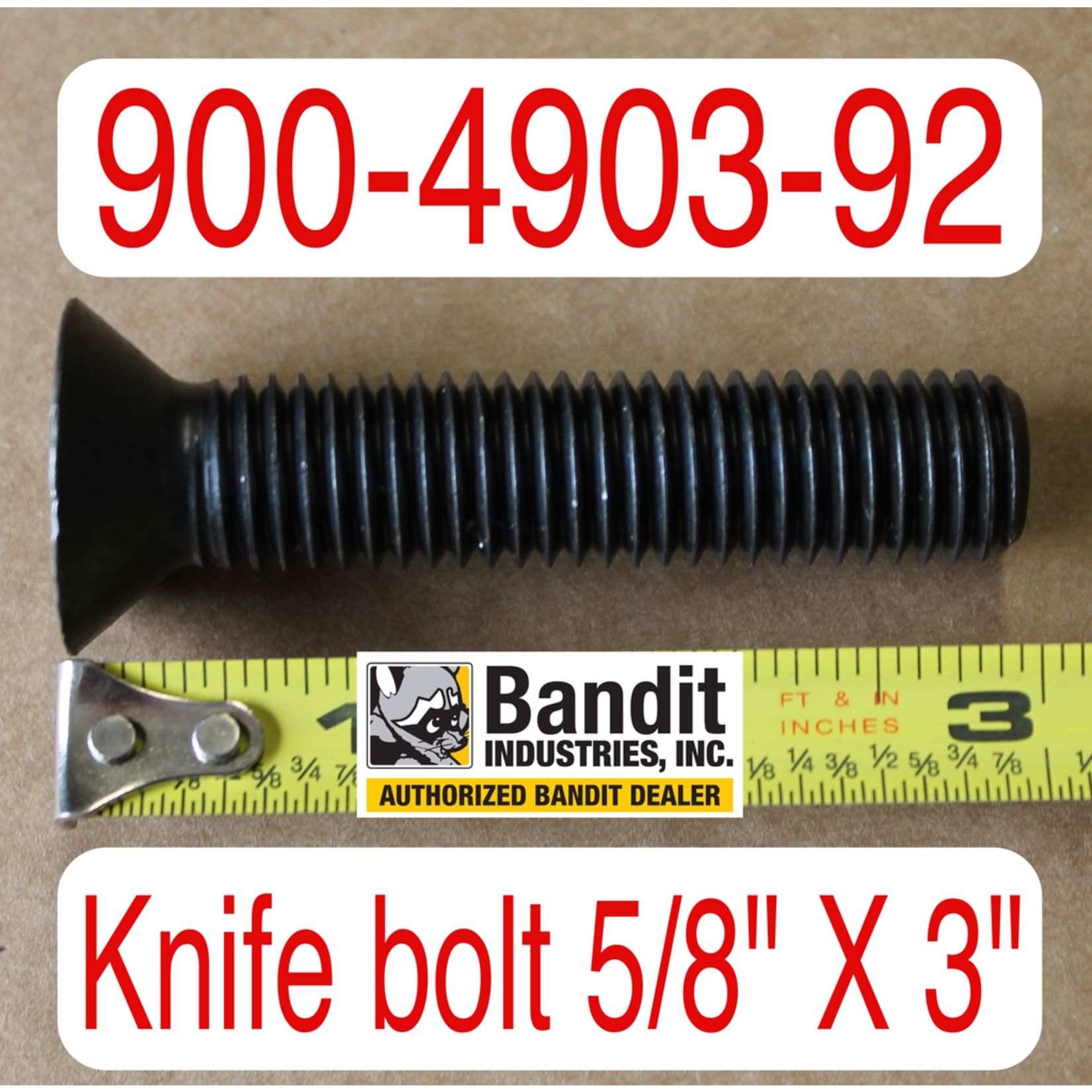 Blade (Knife) Bolt 5/8" X 3" Long, 900-4903-92, BB1091B, Bin CD04-I
