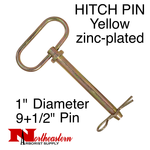 Buyers Hitch Pin Yellow Zinc- 1" x 9+1/2" Usable Length