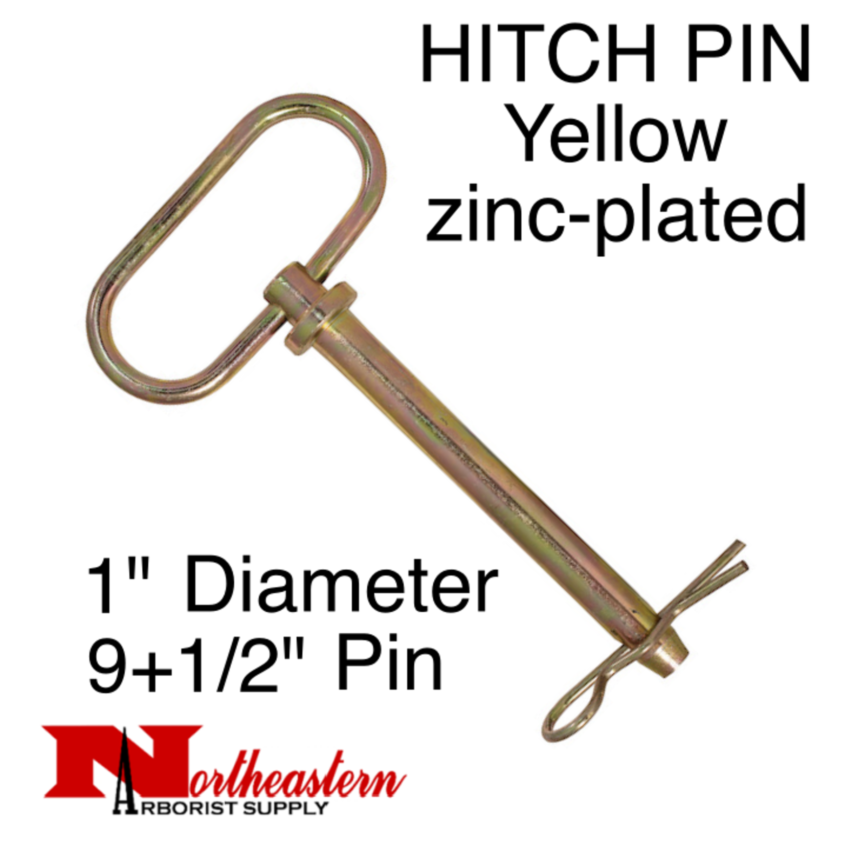 Buyers Hitch Pin Yellow Zinc- 1" x 9+1/2" Usable Length