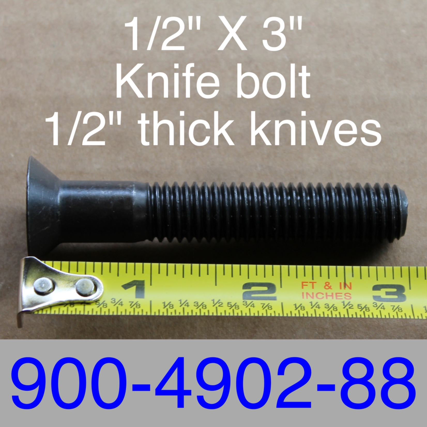 Blade Bolt 1/2" X 3" Long 90 Ft-Lbs Of Torque Use With 1/2" Thick Blades Only 900-4902-88