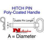 Buyers Hitch Pin, Poly-Coated Handle, Powder-Coated Steel Shank, 1/2in X 4in