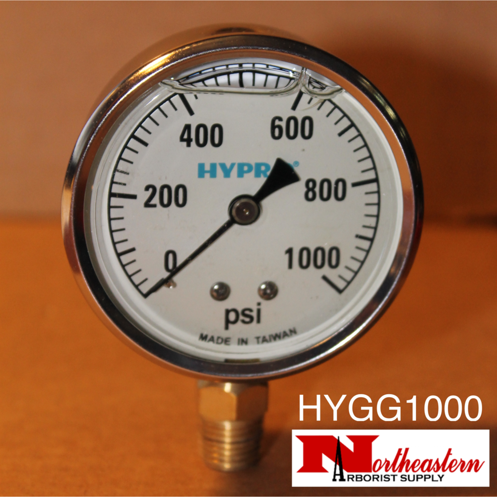 Hypro® Gauge 0-1000 Psi, Filled, Stainless Case 1/4" NPT Base Mount