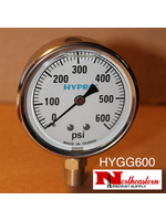 Hypro® Gauge 0-600 psi, Filled, Stainless Case 1/4" NPT Base Mount