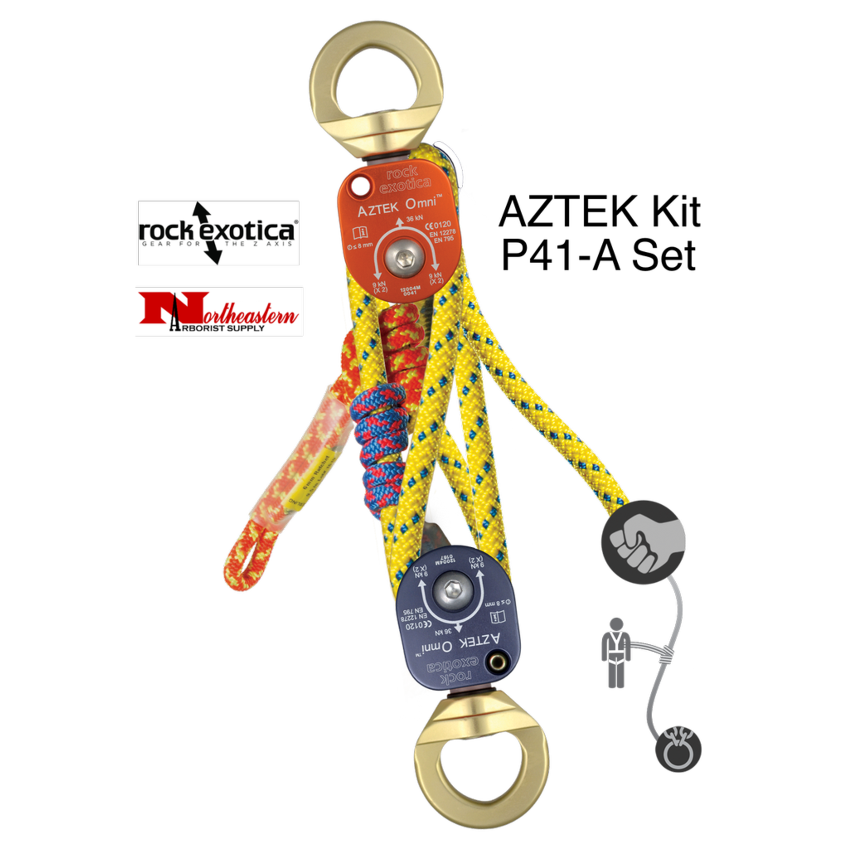 Rock Exotica Aztek Pulley & Rope Set Assembled (1 Pulley Set, 1-Rope Set)