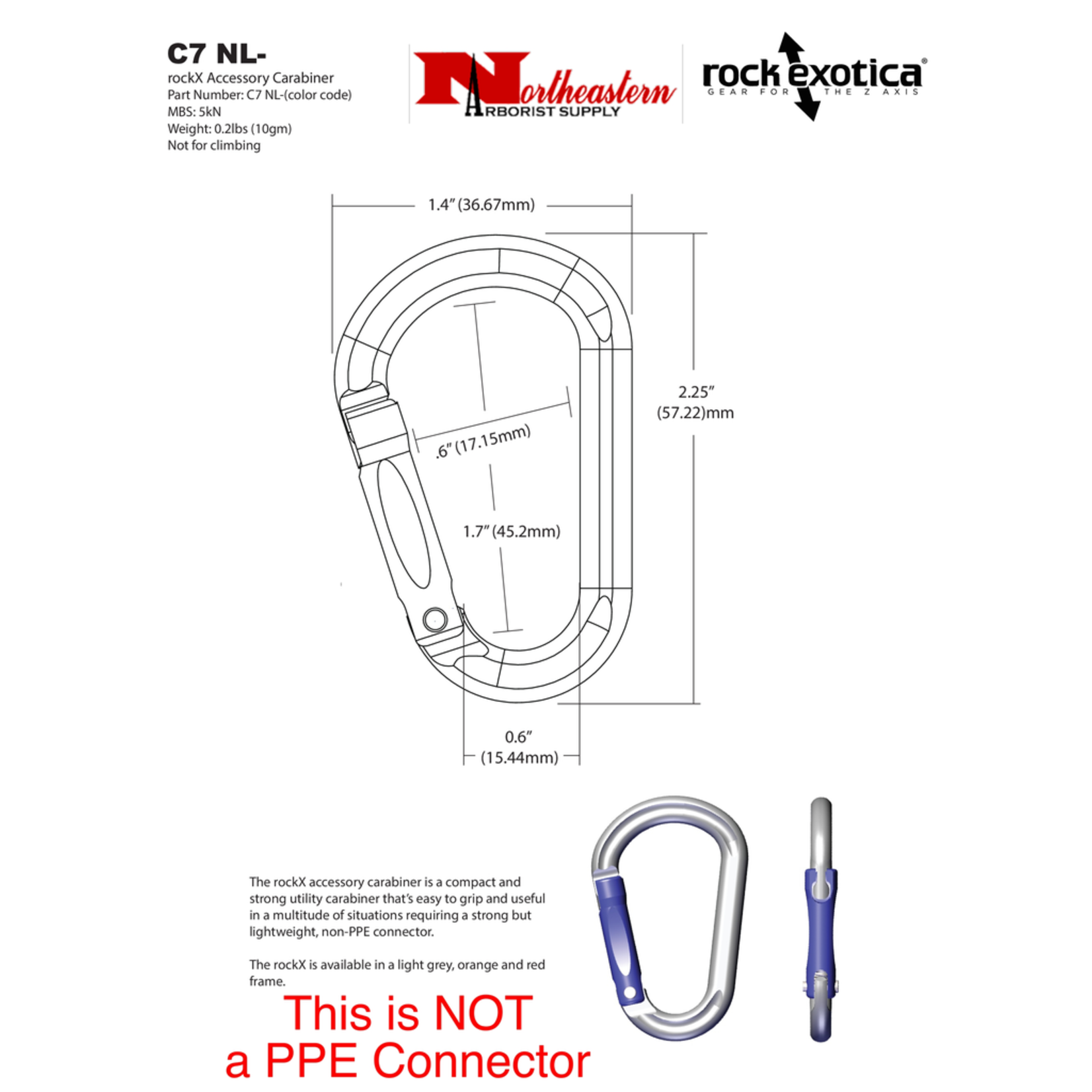 Rock Exotica RockX Accessory Carabiner (Light Gray) *Not For Climbing