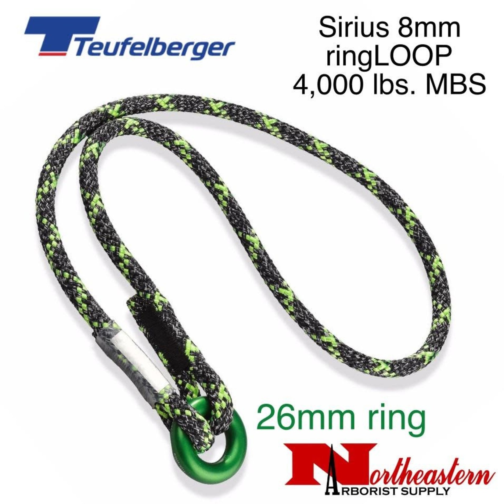 Teufelberger Sirius Ringloop 26, 8mm x 35cm with 26mm Ring, 4,000Lbs. MBS