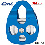 CMI Pulley 5/8” Blue Aluminum Sideplates, 2+3/8” Aluminum Sheave, Needle Bearing, & Stainless Steel Axle, 6000lbs MBS, RP103