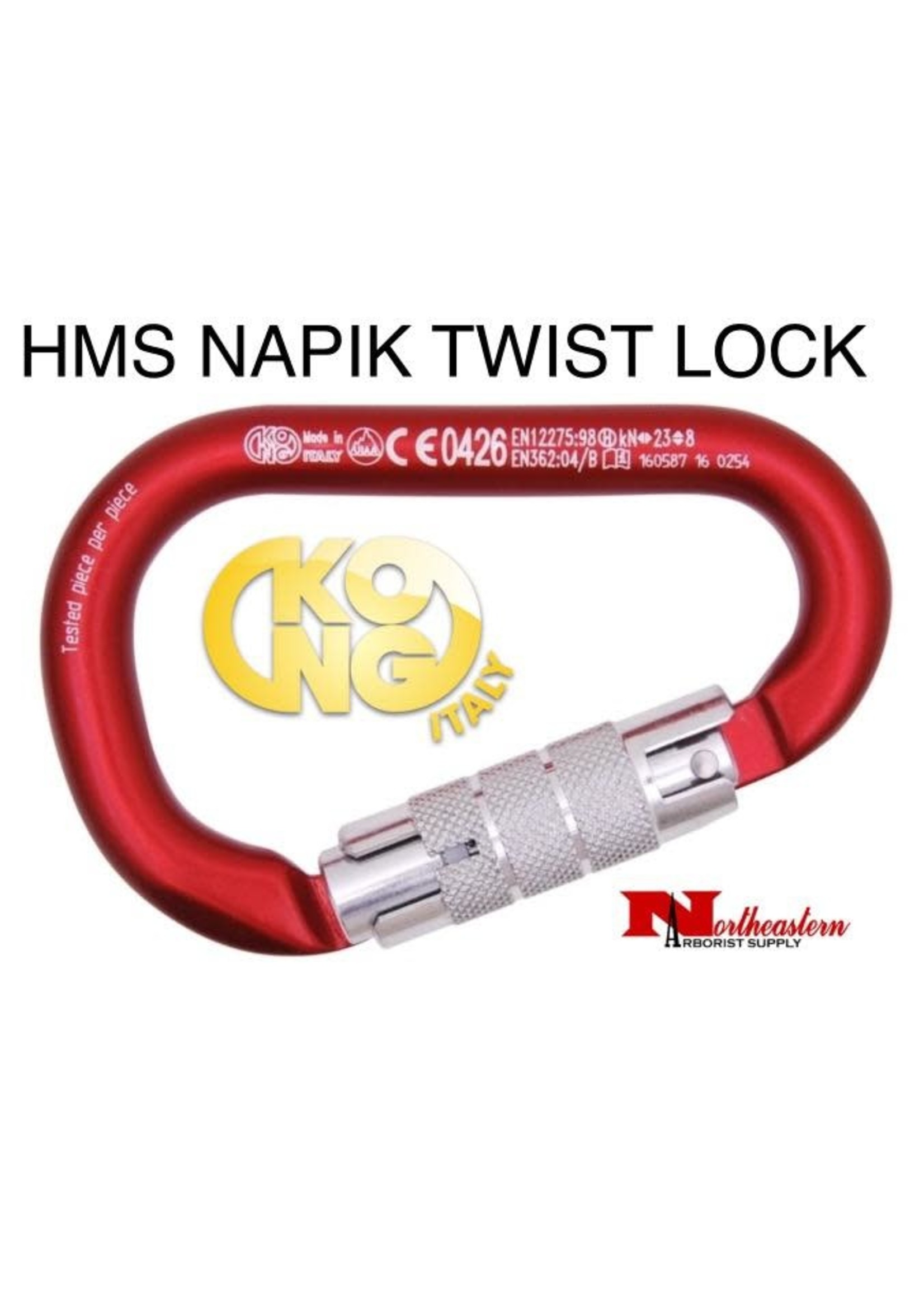 KONG H.M.S. NAPIK, Twist Lock - Body Red, Gate Polished, Carabiner