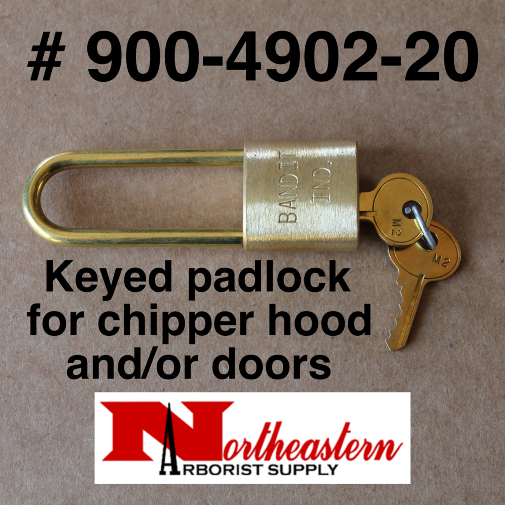 Padlock With Long Shackle Keyed to Secure The Chipper Hood and/or Doors