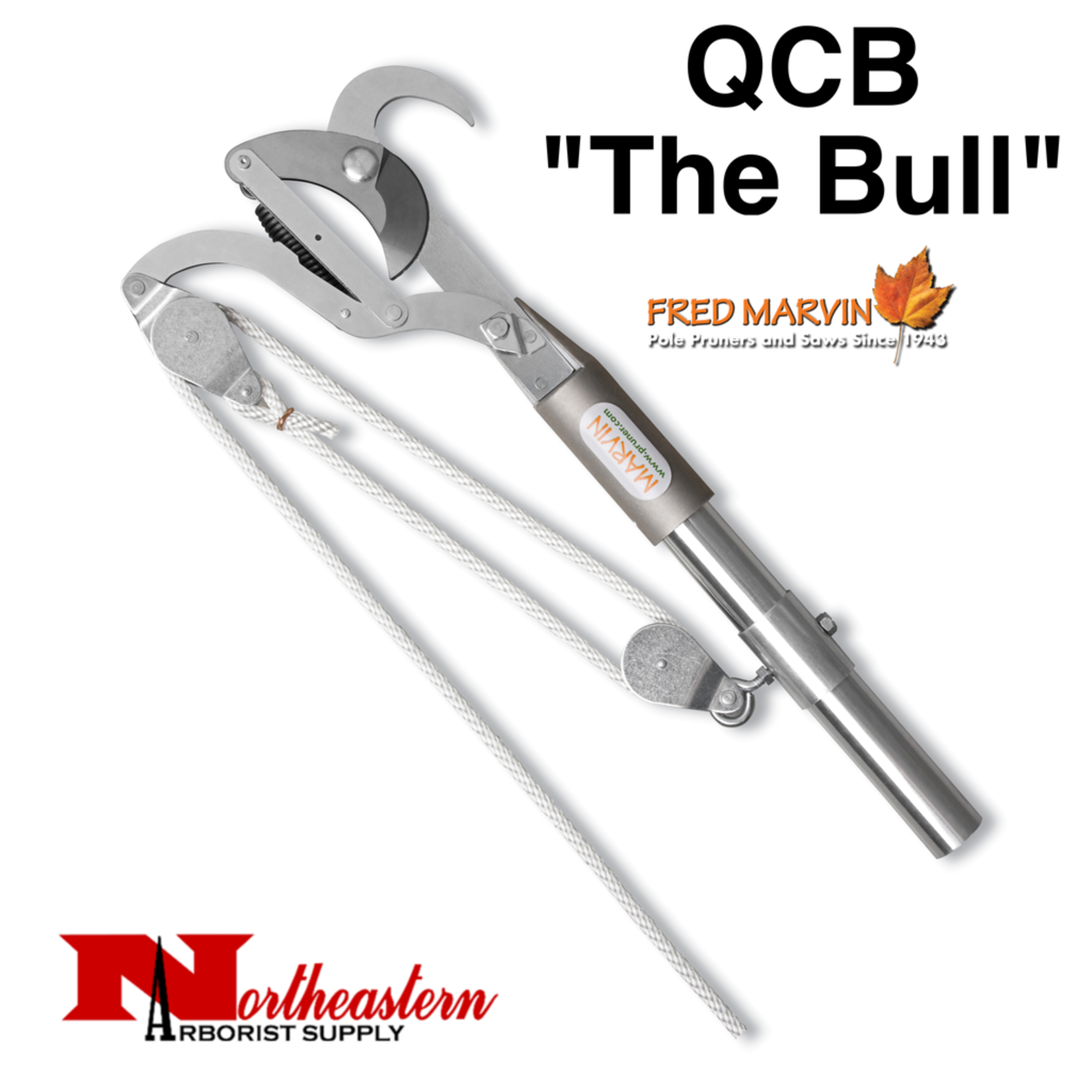 The Bull Pruner Head with Adapter, Dual Pulley and Rope 1+3/4" Cut