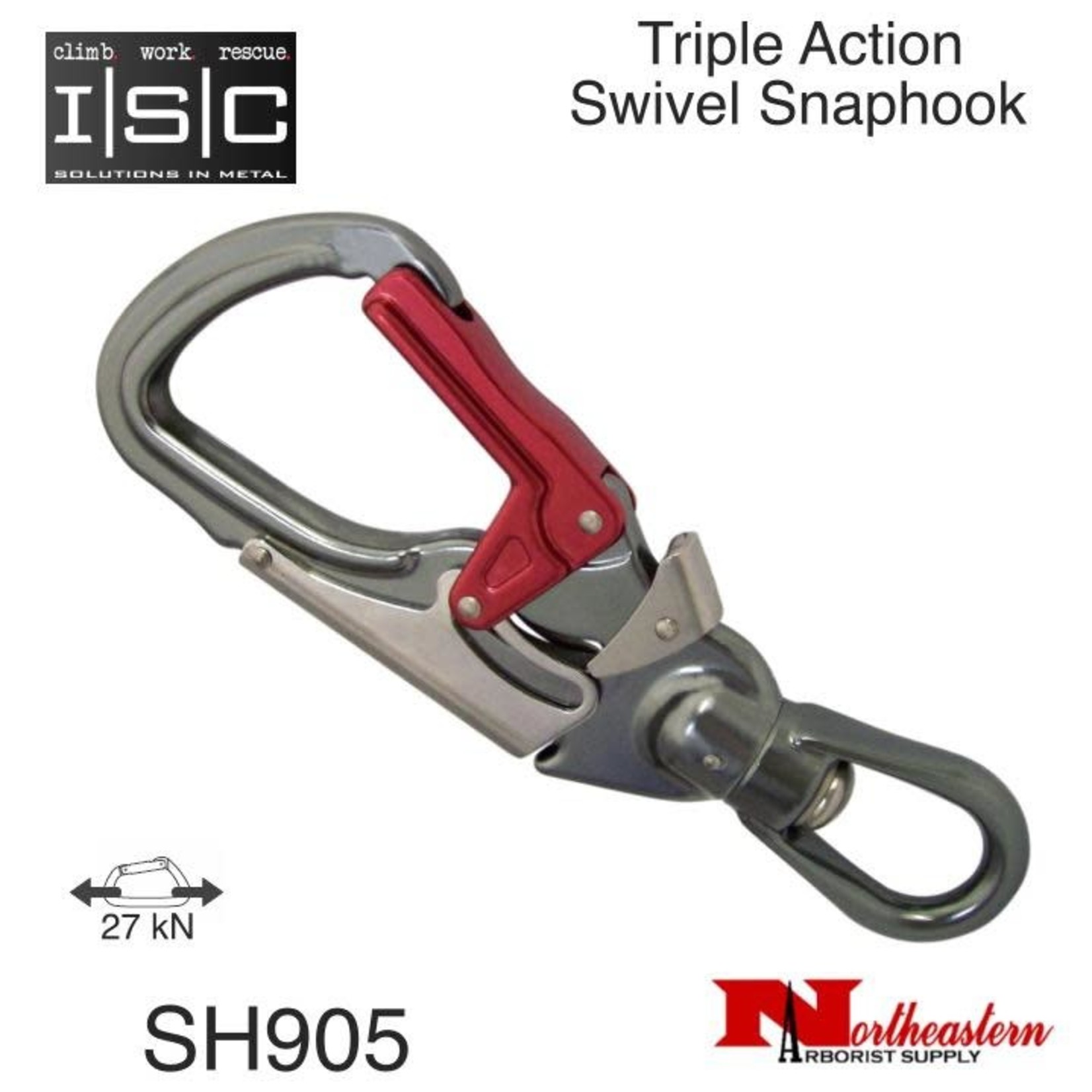ISC Snaphook, Triple Action With Swivel Aluminium, 27 Kn