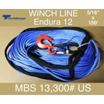 Teufelberger Blue Winch Rope - 5/16x150 w/Hook & Sleeve
