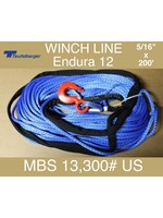 Teufelberger Blue Winch Rope - 5/16x200 w/Hook & Sleeve