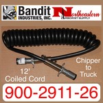 Coiled Cord 6-prong round to 6-prong round 12' Max.  900-2911-26