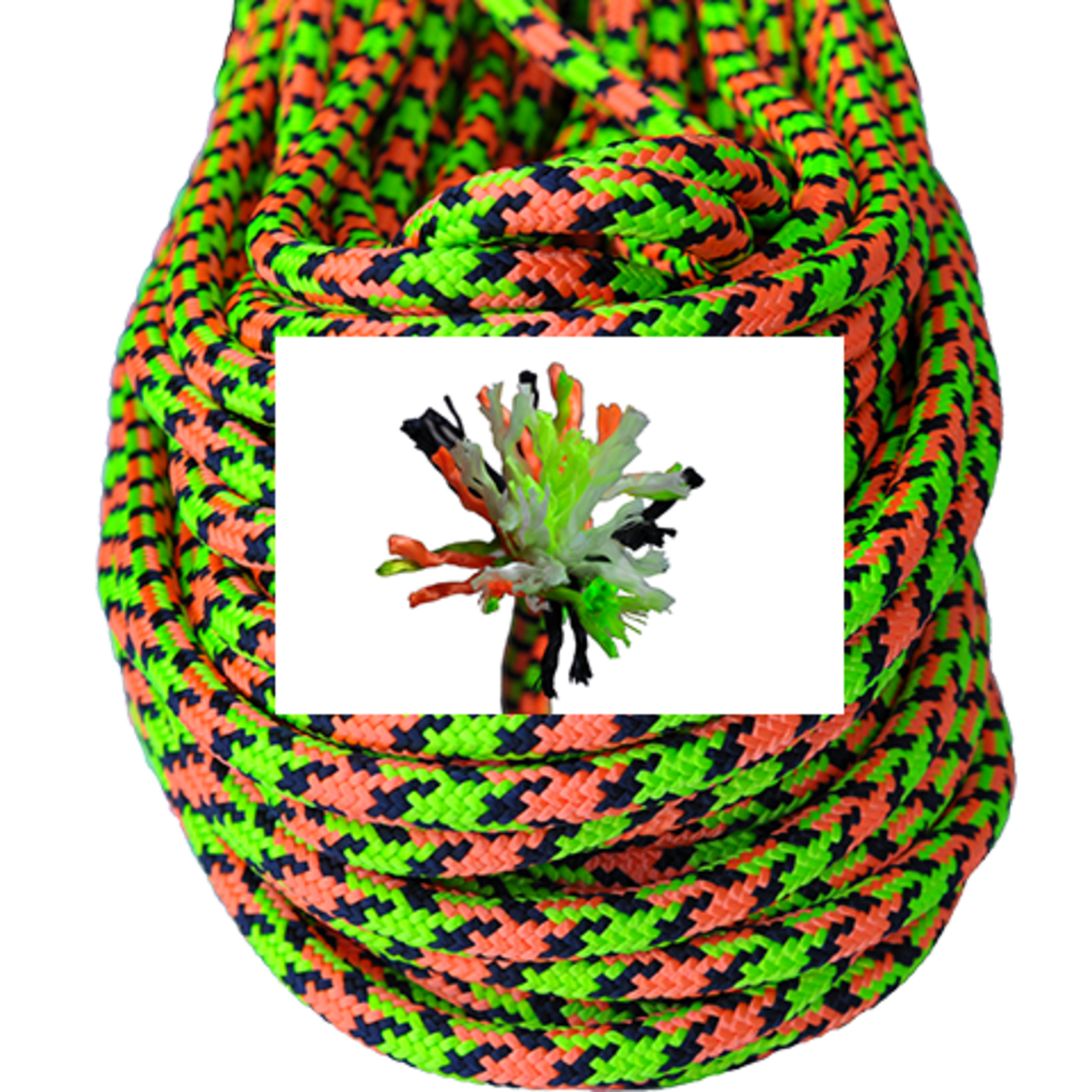 All Gear Inc. Inferno 7/16" x 150' & 1 Eye, Neon Orange Neon Green And Navy Blue