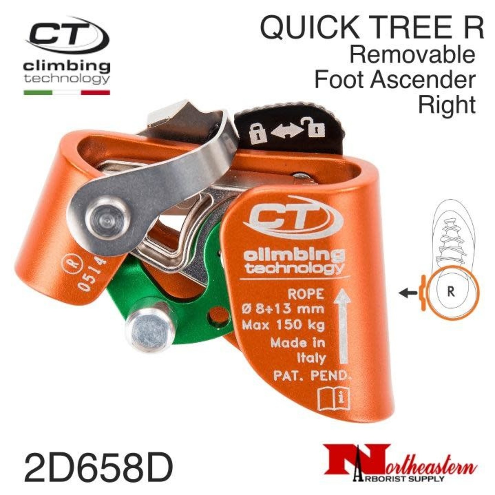 Climbing Technology CT - Quick Tree Removable Foot Ascender Right - Orange