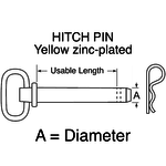 Buyers Hitch Pin Yellow Zinc 1/2in X 4+1/2in