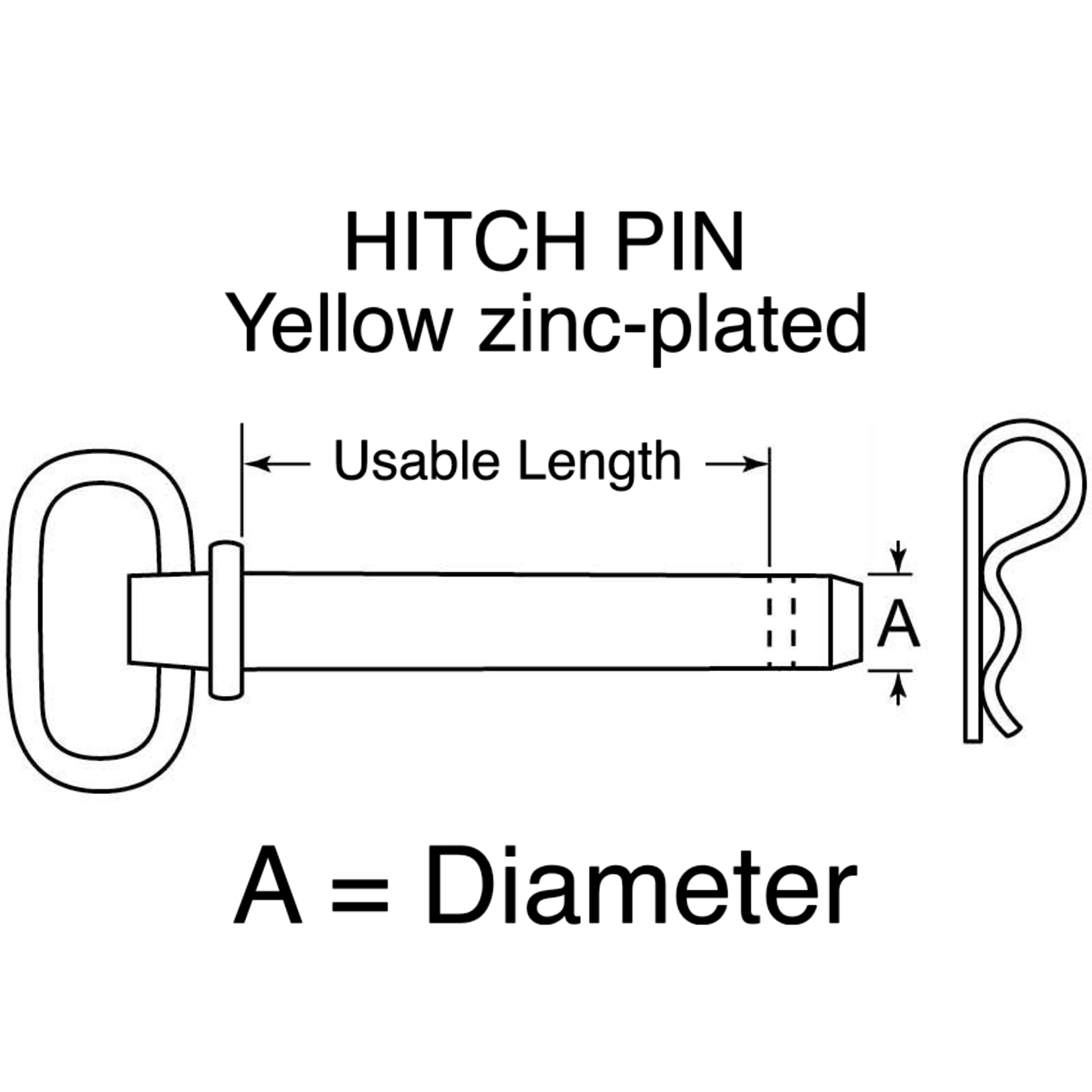 Buyers Hitch Pin Yellow Zinc 1/2in X 4+1/2in