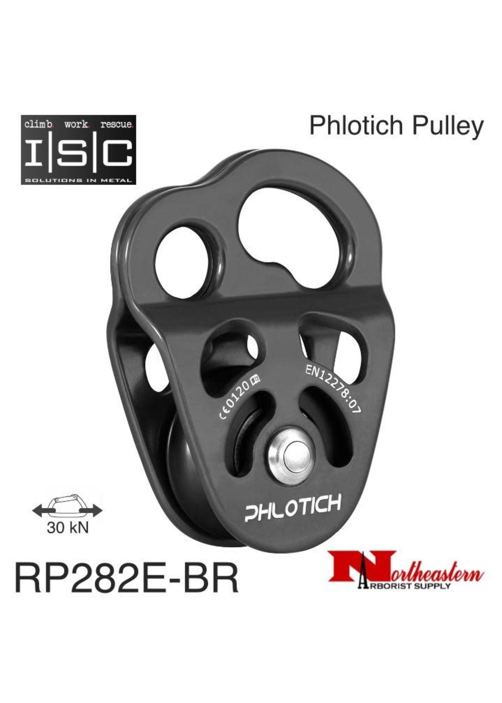 ISC Pulley Phlotich Gray with Bearings 30kN 1/2" Rope Max., RP282EBR