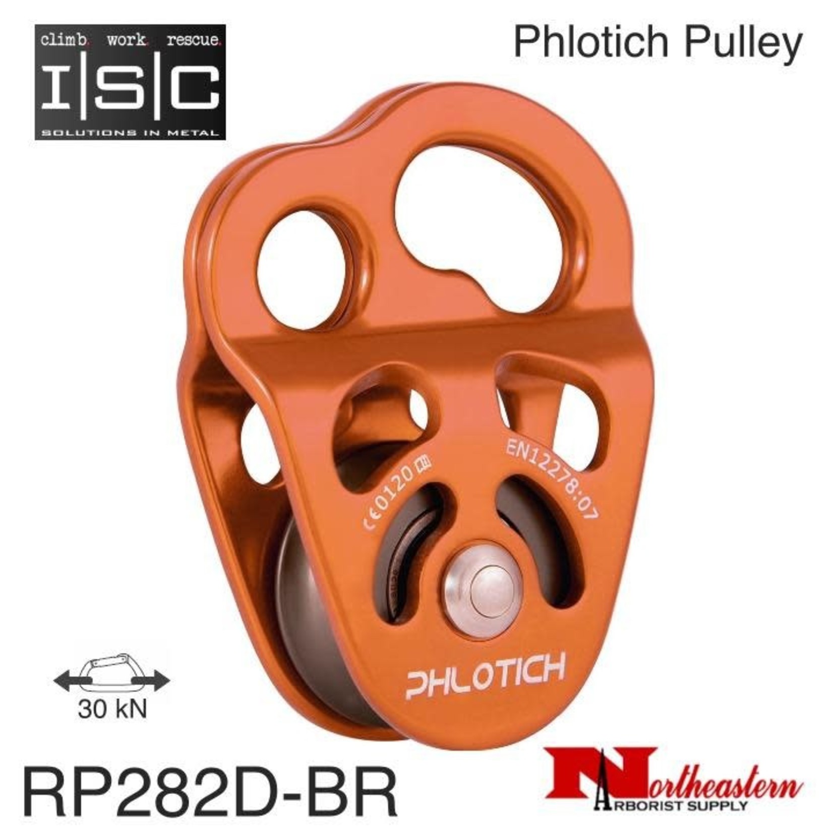 ISC Pulley Phlotich Orange With Bearings 30kN 1/2" Rope Max.