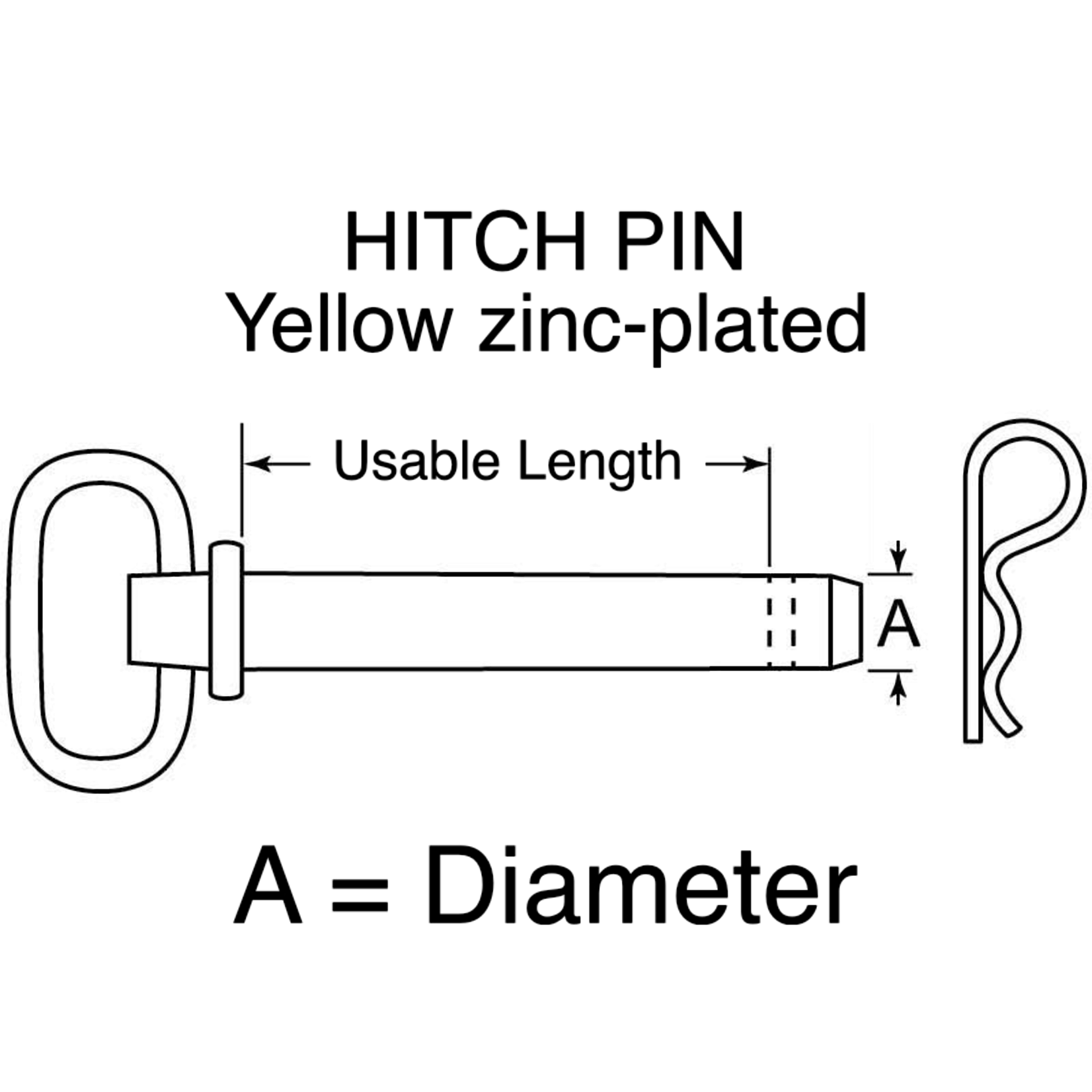 Buyers Hitch Pin Yellow Zinc 3/4in X 6+1/4in