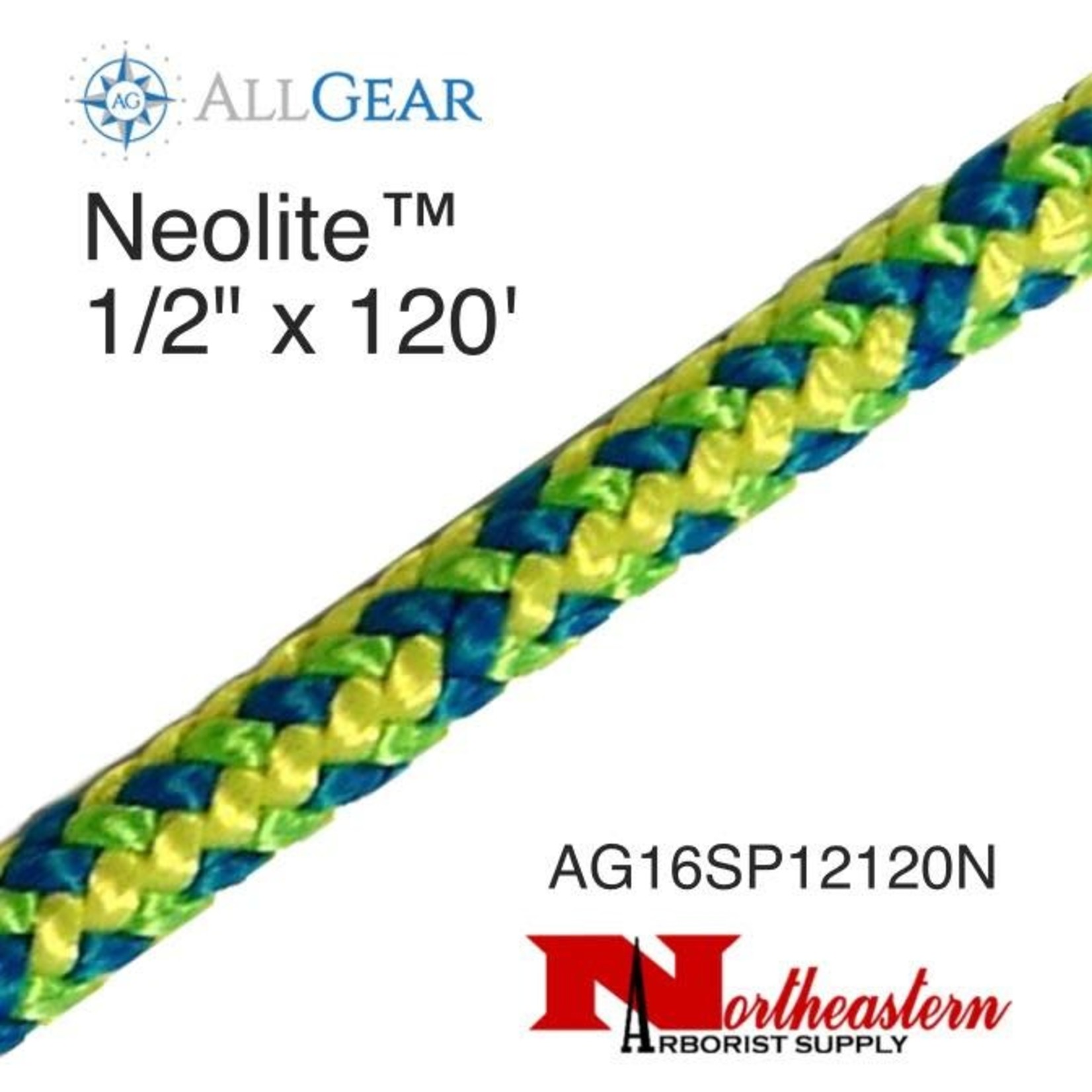 All Gear Inc. Neolite 1/2" x 120' 16-Strand Braided Polyester * 7,500Lbs ABS