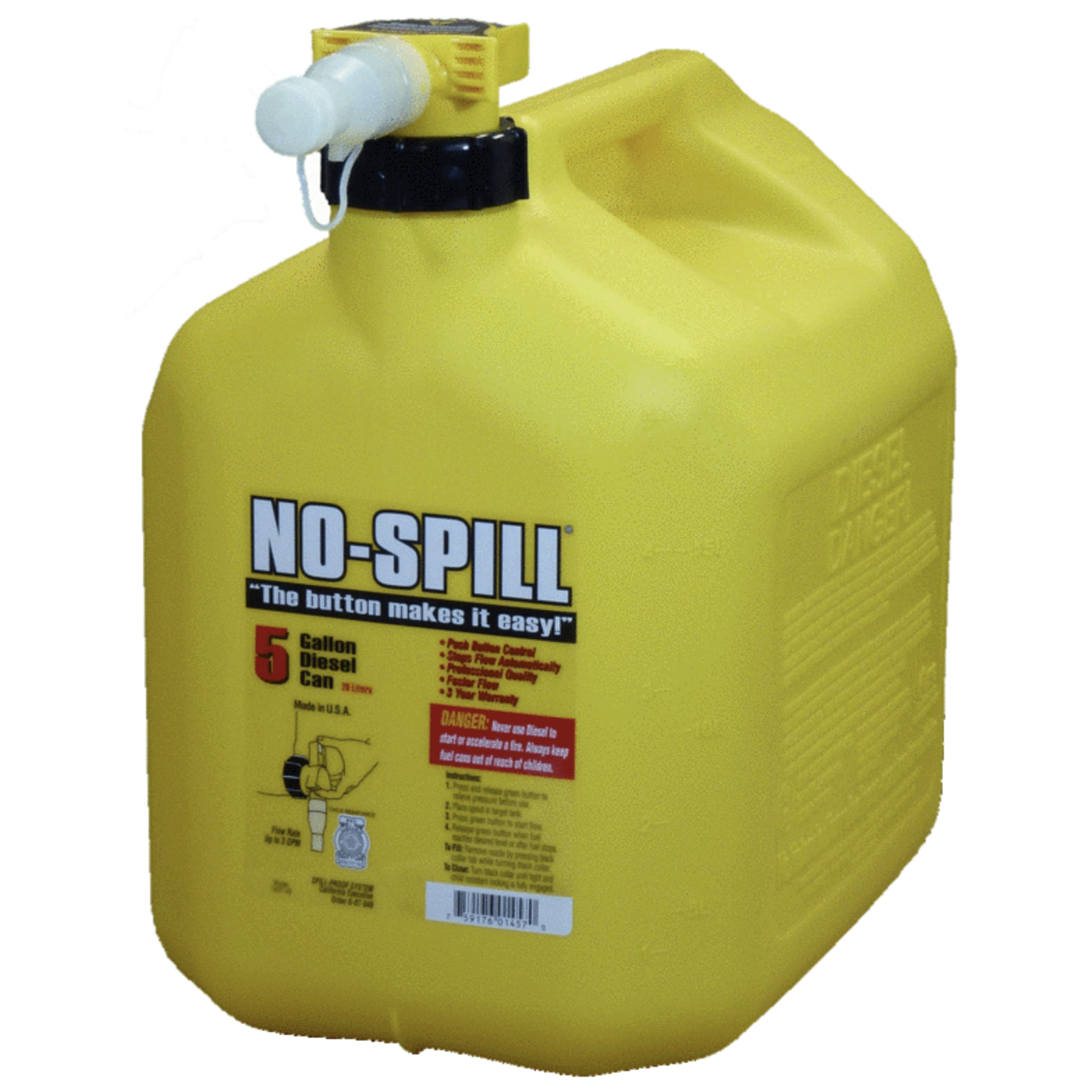NO-SPILL® Yellow 5 Gallon No Spill Diesel Can