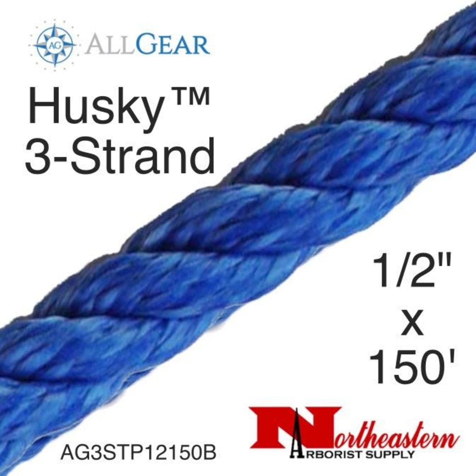 All Gear Inc. Husky 3-Strand 1/2" x 150' 3-Strand Polyester 6400Lbs ABS
