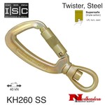 ISC Carabiner Steel Swivel Eye Snap Hook with Supersafe Gate, 40kN MBS