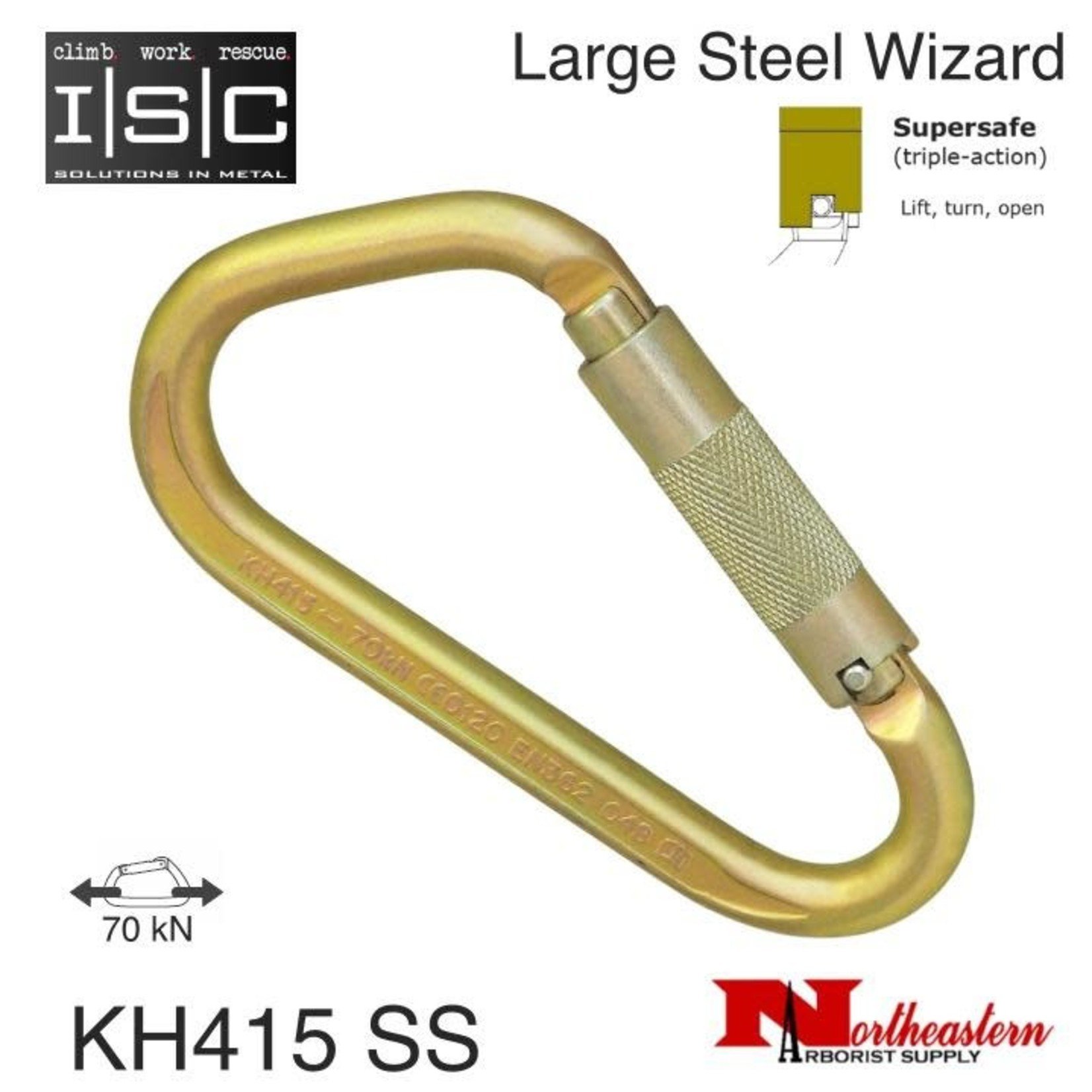 ISC Carabiner Large Iron Wizard 70Kn Mbs Supersafe, Kh415