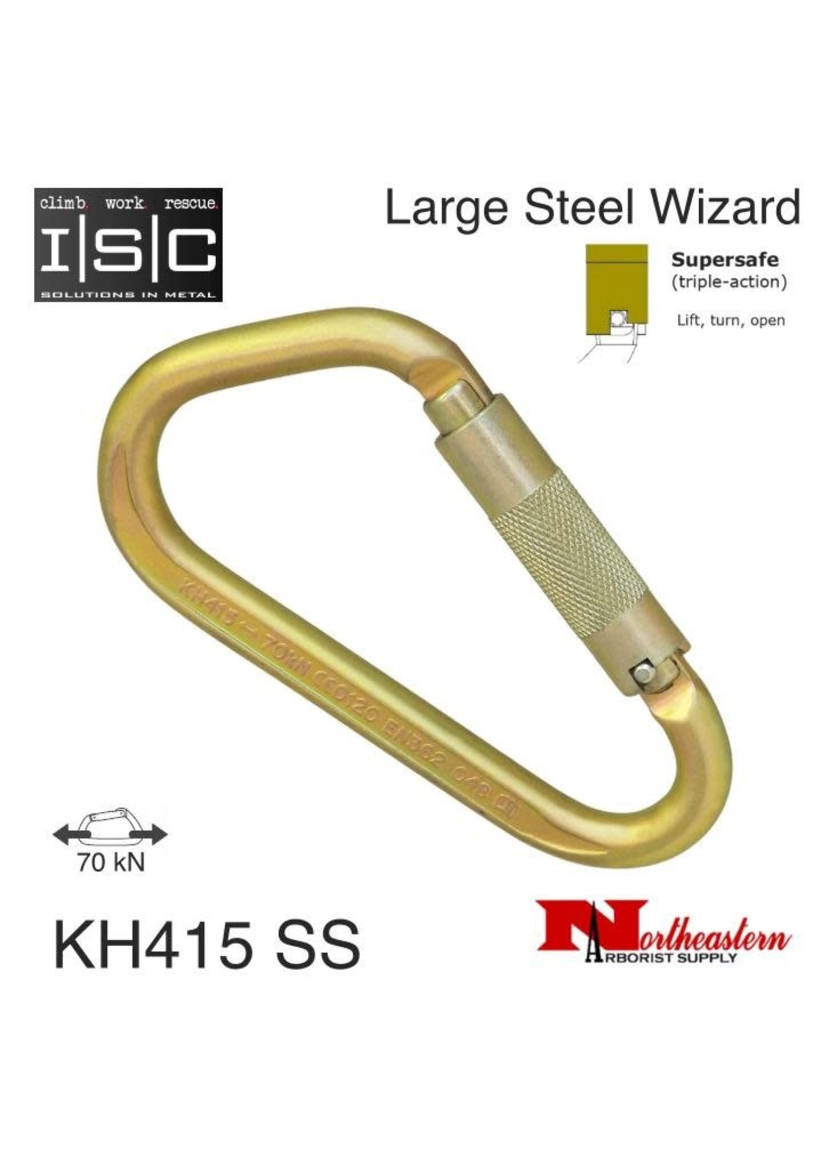 ISC Carabiner Large Iron Wizard 70kN MBS Supersafe